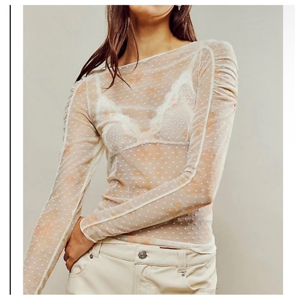 Free People Spot Light Long
Sleeve Sheer Top ~ Ivory Sz XS NWT! SOLD OUT ONLINE